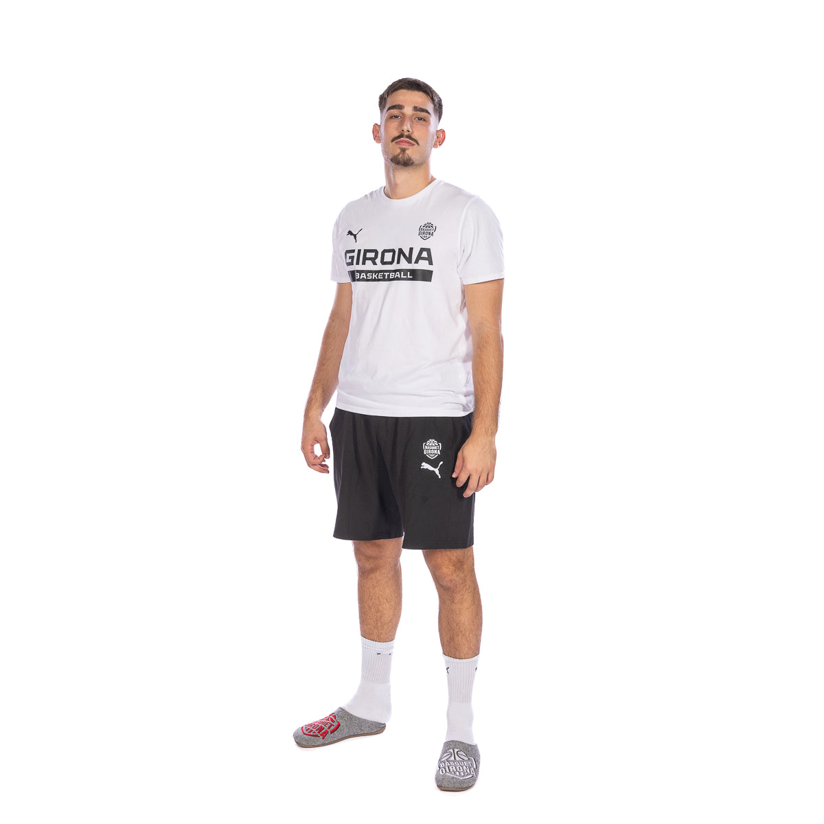 White Girona Basketball Short Sleeve Cotton T-shirt