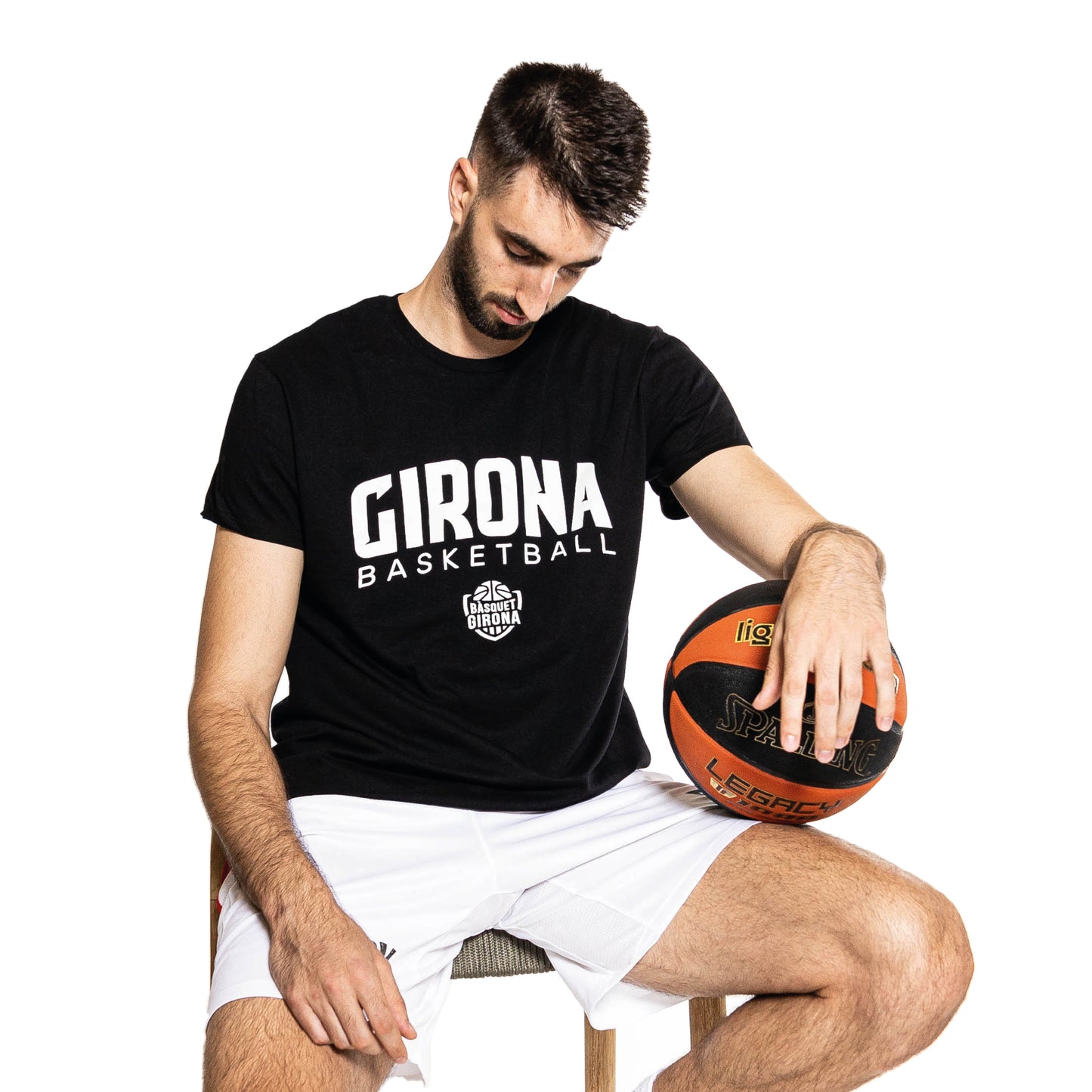 T-shirt Organic Cotton Basketball Girona Black Adult